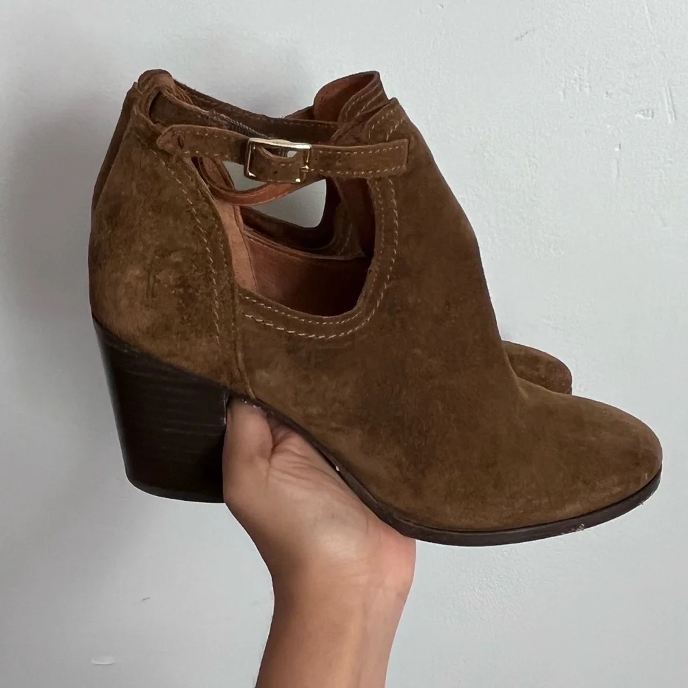 Frye Meghan Ankle Boots Women’s Size 10B Booties Brown Suede Heels
